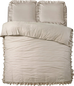 Dekbedovertrek Ruffles Taupe