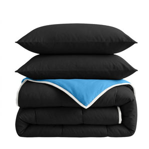 Dekbed Zonder Overtrek Zwart/Blauw