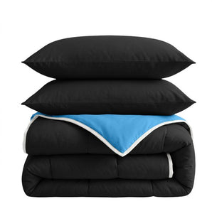 Dekbed Zonder Overtrek Zwart/Blauw