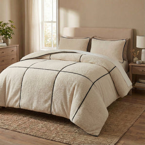 Sleeptime Teddy Trim Dekbedovertrek – Zachte Teddy - Beige