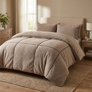 Sleeptime Teddy Trim Dekbedovertrek – Zachte Teddy - Taupe
