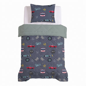 Dekbed Zonder Overtrek Race Auto Blauw