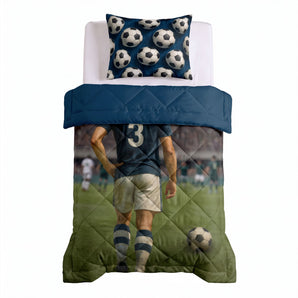 Dekbed Zonder Overtrek Voetbal Ster Blauw