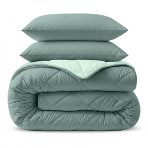 2 in 1 Omkeerbare Dekbed Groen/Mint