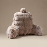 Bedrest Pompom Taupe – Luxe Faux Fur Rugsteunkussen met Pompom (34x50 cm) - Dromen & Wonen