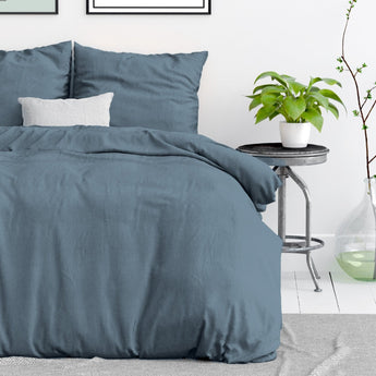Dreamhouse Stone Washed Blauw Dekbedovertrek - Dromen & Wonen