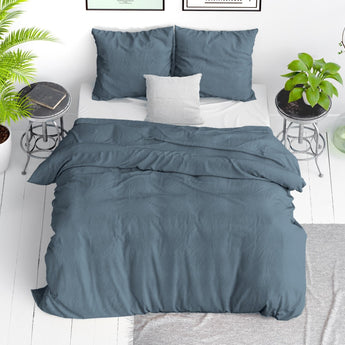 Dreamhouse Stone Washed Blauw Dekbedovertrek - Dromen & Wonen