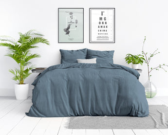 Dreamhouse Stone Washed Blauw Dekbedovertrek - Dromen & Wonen