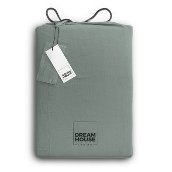 Dreamhouse Stone Washed Groen Dekbedovertrek - Dromen & Wonen