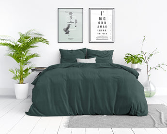 Dreamhouse Stone Washed Groen Dekbedovertrek - Dromen & Wonen