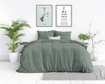 Dreamhouse Stone Washed Groen Dekbedovertrek - Dromen & Wonen
