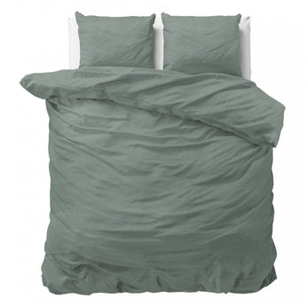 Dreamhouse Stone Washed Groen Dekbedovertrek - Dromen & Wonen