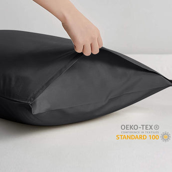Kussensloop - 2 Stuks - 100% Katoen - Antraciet - 60x70 - Dromen & Wonen