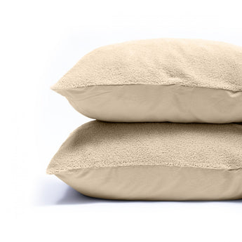 Kussensloop - 2 Stuks - Teddyfleece - Taupe - 60x70 - Dromen & Wonen