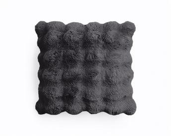 Pom Rabbit Fur Sierkussen Antraciet 50x50 cm – Zacht Imitatie Konijnenbont met Rits - Dromen & Wonen