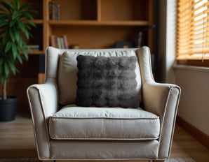 Pom Rabbit Fur Sierkussen Antraciet 50x50 cm – Zacht Imitatie Konijnenbont met Rits - Dromen & Wonen