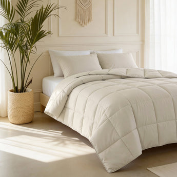Primaviera Deluxe Dekbed en Overtrek in 1 – Perkal Hotel – Beige - Dromen & Wonen