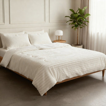 Sleeptime Dekbed en Overtrek in 1 - Flanel Rib - Beige - Dromen & Wonen