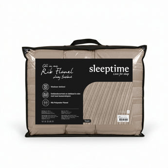 Sleeptime Dekbed en Overtrek in 1 - Flanel Rib - Taupe - Dromen & Wonen