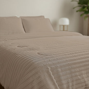 Sleeptime Dekbed en Overtrek in 1 - Flanel Rib - Taupe - Dromen & Wonen