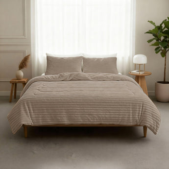 Sleeptime Dekbed en Overtrek in 1 - Flanel Rib - Taupe - Dromen & Wonen