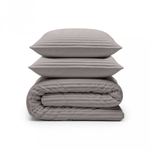 Sleeptime Dekbed en Overtrek in 1 - Flanel Rib - Taupe/Grijs - Dromen & Wonen
