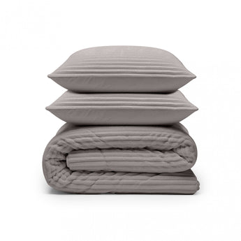 Sleeptime Dekbed en Overtrek in 1 - Flanel Rib - Taupe/Grijs - Dromen & Wonen