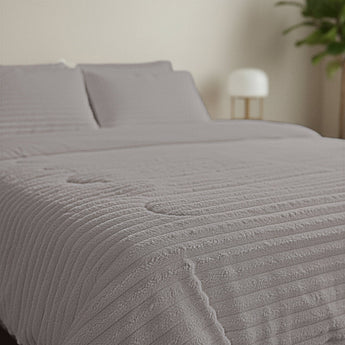 Sleeptime Dekbed en Overtrek in 1 - Flanel Rib - Taupe/Grijs - Dromen & Wonen