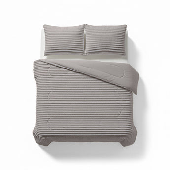 Sleeptime Dekbed en Overtrek in 1 - Flanel Rib - Taupe/Grijs - Dromen & Wonen