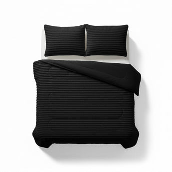 Sleeptime Dekbed en Overtrek in 1 - Flanel Rib - Zwart - Dromen & Wonen