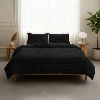 Sleeptime Dekbed en Overtrek in 1 - Flanel Rib - Zwart - Dromen & Wonen