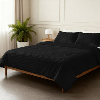Sleeptime Dekbed en Overtrek in 1 - Flanel Rib - Zwart - Dromen & Wonen
