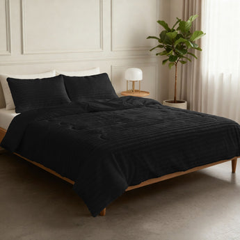 Sleeptime Dekbed en Overtrek in 1 - Flanel Rib - Zwart - Dromen & Wonen