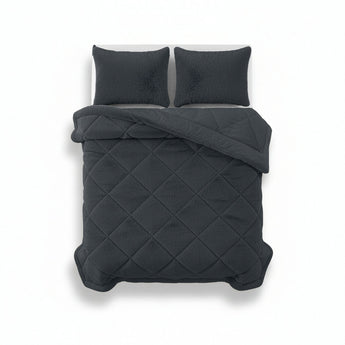 Sleeptime Dekbed en Overtrek in 1 - Fluffy Teddy - Antraciet - Dromen & Wonen