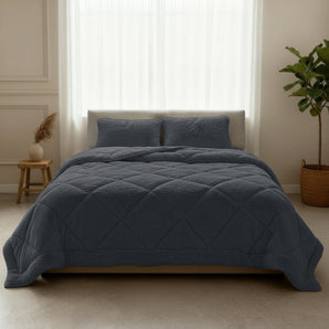 Sleeptime Dekbed en Overtrek in 1 - Fluffy Teddy - Antraciet - Dromen & Wonen