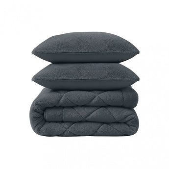 Sleeptime Dekbed en Overtrek in 1 - Fluffy Teddy - Antraciet - Dromen & Wonen