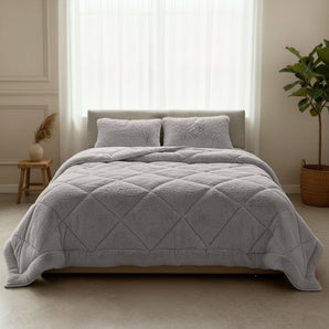 Sleeptime Dekbed en Overtrek in 1 - Fluffy Teddy - Taupe/Grijs - Dromen & Wonen