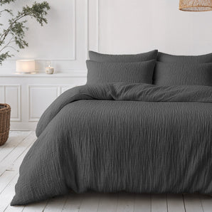 Sleeptime Dekbed en Overtrek in 1 - Mousseline - Antraciet - Dromen & Wonen