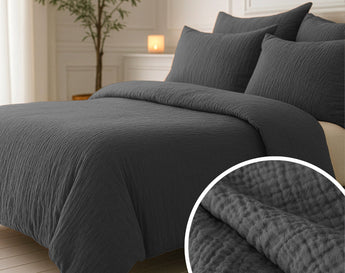 Sleeptime Dekbed en Overtrek in 1 - Mousseline - Antraciet - Dromen & Wonen