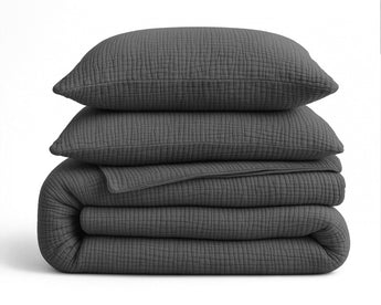 Sleeptime Dekbed en Overtrek in 1 - Mousseline - Antraciet - Dromen & Wonen