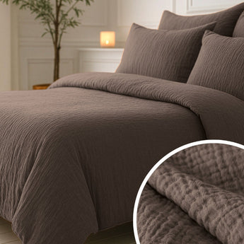 Sleeptime Dekbed en Overtrek in 1 - Mousseline - Donker Taupe - Dromen & Wonen