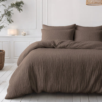 Sleeptime Dekbed en Overtrek in 1 - Mousseline - Donker Taupe - Dromen & Wonen