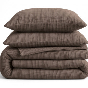 Sleeptime Dekbed en Overtrek in 1 - Mousseline - Donker Taupe - Dromen & Wonen
