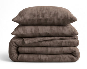 Sleeptime Dekbed en Overtrek in 1 - Mousseline - Donker Taupe - Dromen & Wonen