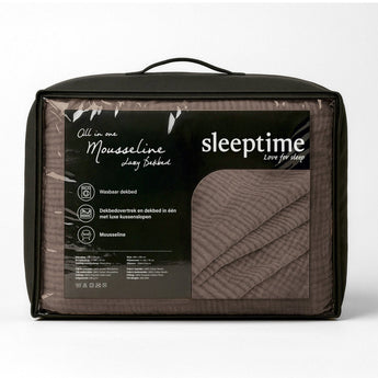 Sleeptime Dekbed en Overtrek in 1 - Mousseline - Donker Taupe - Dromen & Wonen