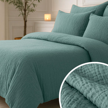 Sleeptime Dekbed en Overtrek in 1 - Mousseline - Groen - Dromen & Wonen