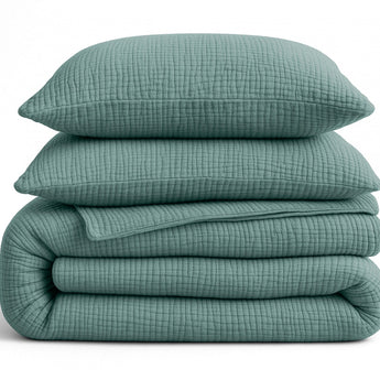 Sleeptime Dekbed en Overtrek in 1 - Mousseline - Groen - Dromen & Wonen