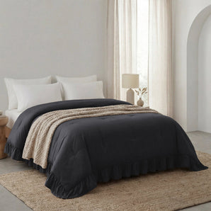 Sleeptime Dekbed en Overtrek in 1 - Ruffles - Antraciet - Dromen & Wonen
