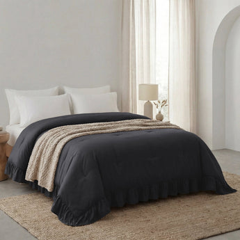 Sleeptime Dekbed en Overtrek in 1 - Ruffles - Antraciet - Dromen & Wonen