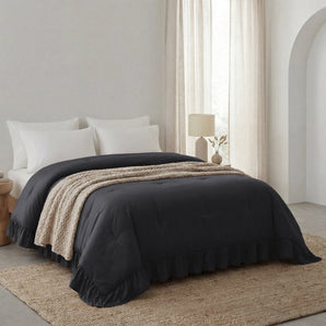 Sleeptime Dekbed en Overtrek in 1 - Ruffles - Antraciet - Dromen & Wonen